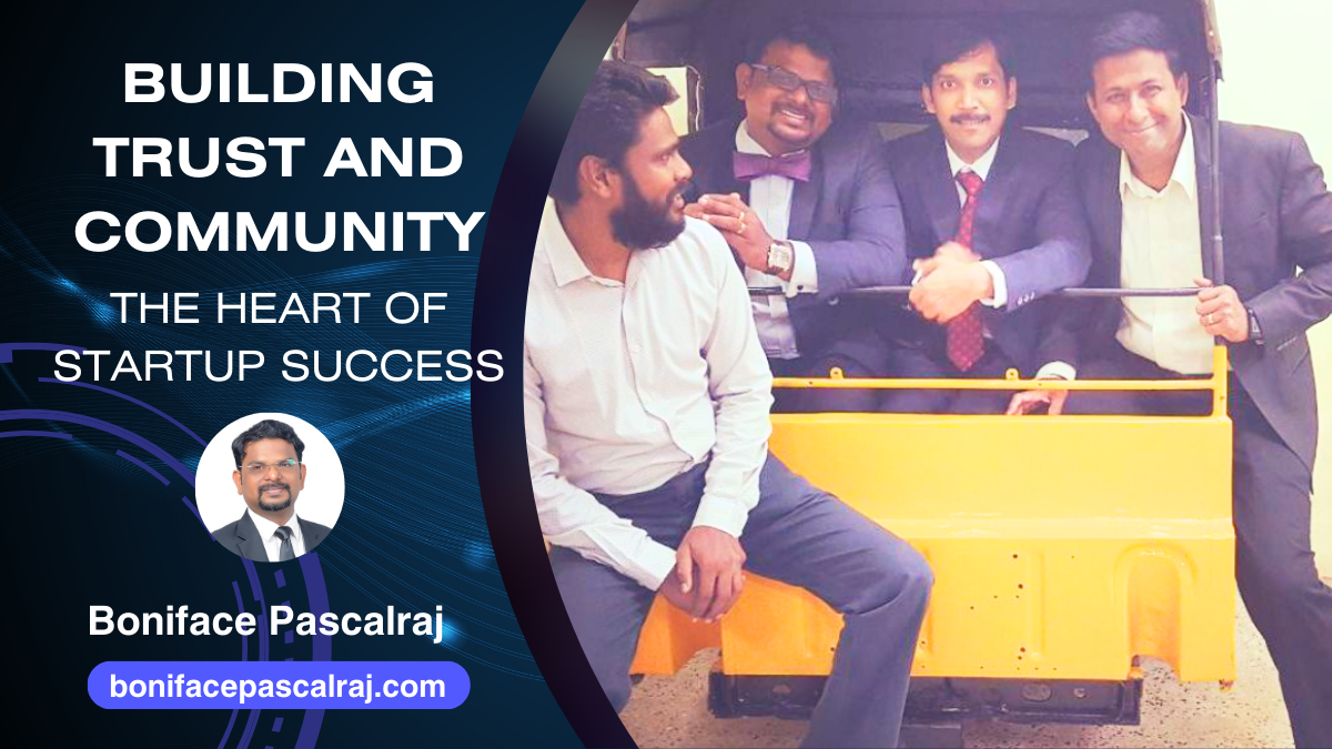 A group of startup founders engaged in discussion, symbolizing trust and collaboration in a vibrant community