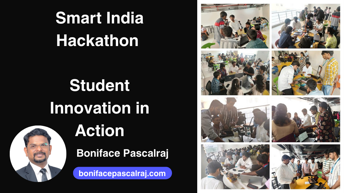 Student teams presenting prototypes during Smart India Hackathon evaluation at SRM IST