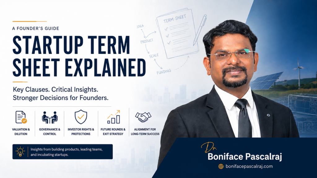 An early-stage startup founder reviewing a term sheet document with an investor across a table, Indian startup ecosystem setting